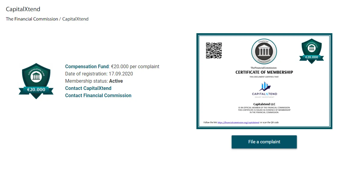 مجوز financial Commission کپیتال اکستند
