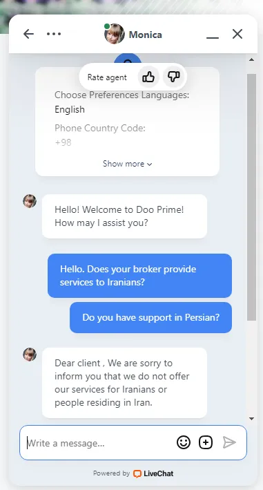 پشتیبانی بروکر دوپرایم