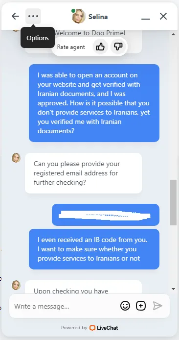 تماس با بروکر doo prime
