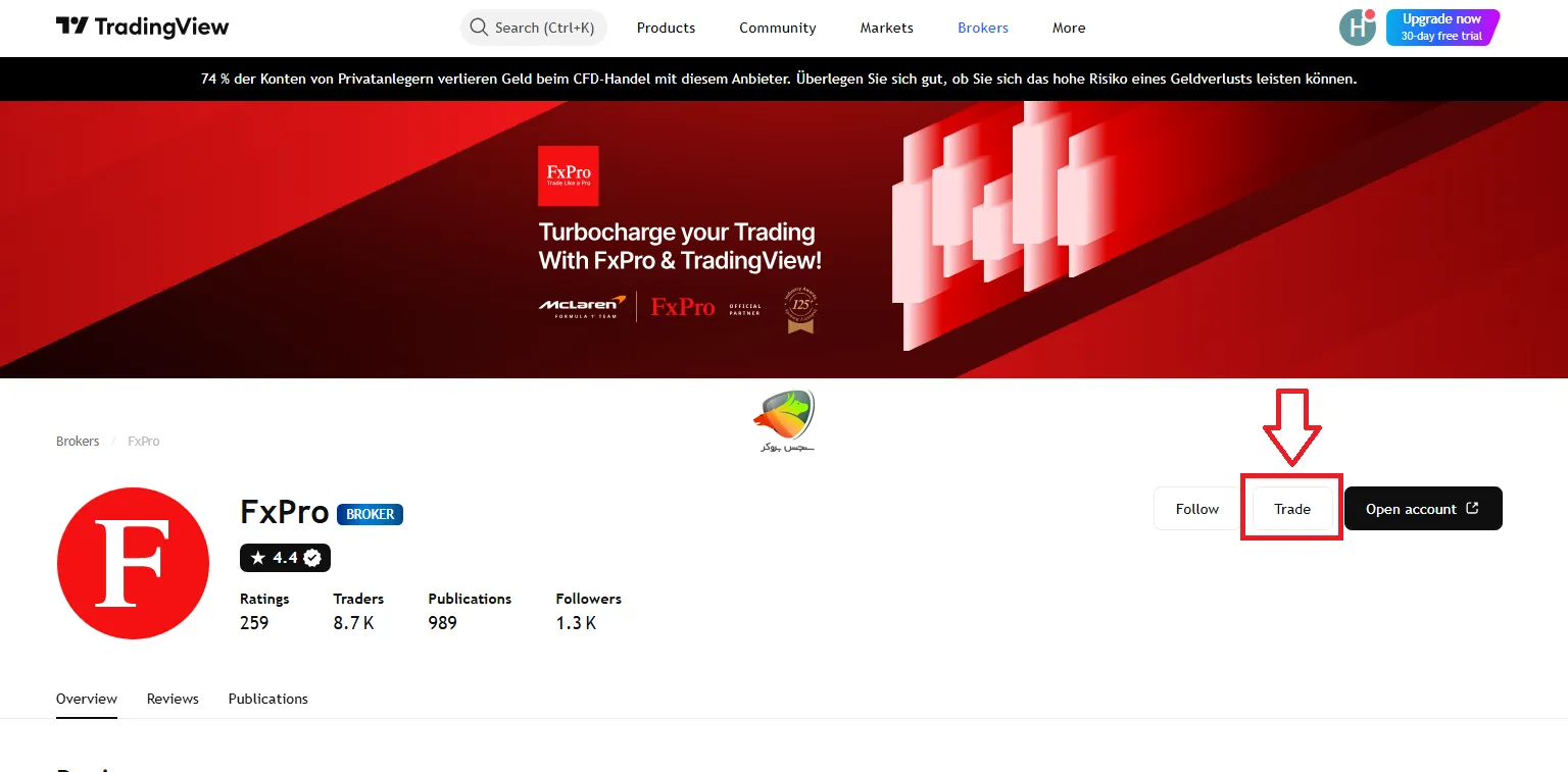 اتصال بروکر اف ایکس پرو به تریدینگ ویو
