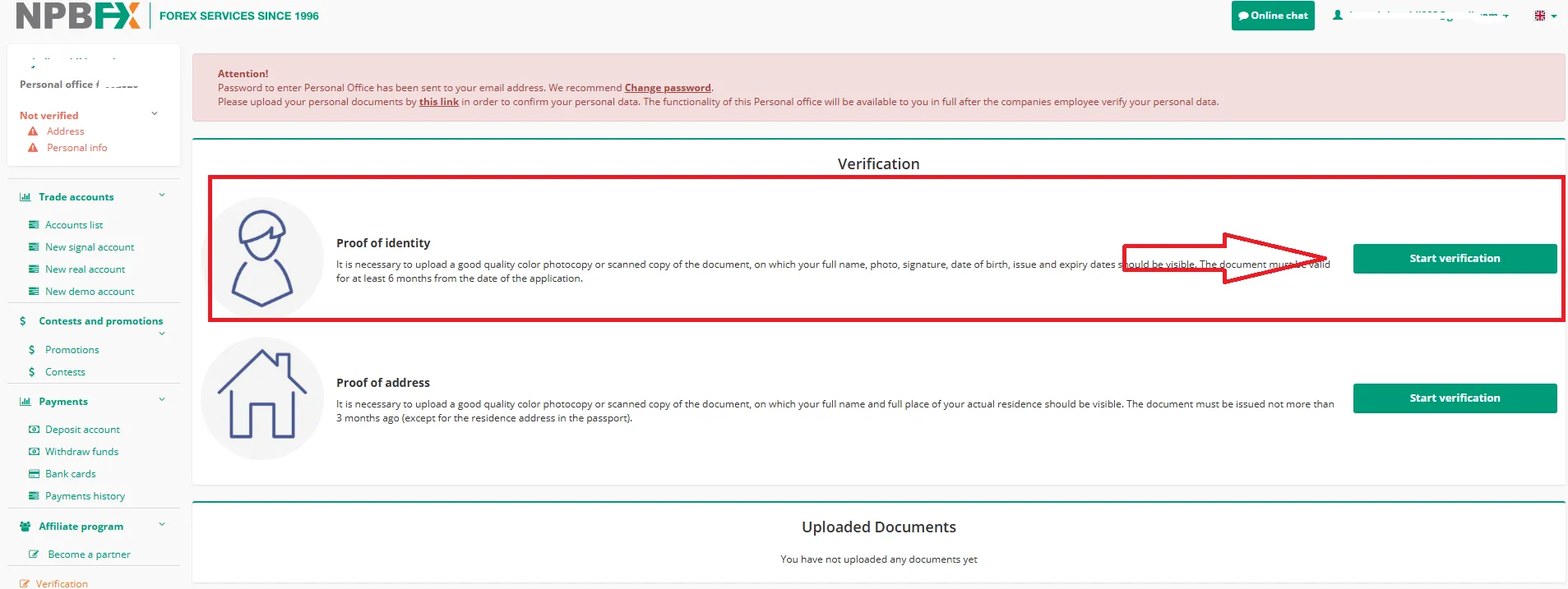 مدرک برای اثبات آدرس npbfx