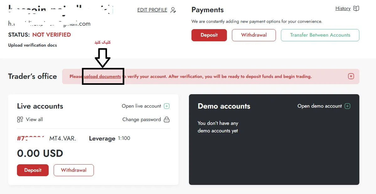 احراز هویت بروکر تریدرز وی