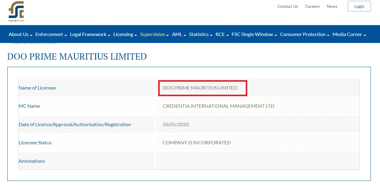 مجوز MU FSC بروکر doo prime