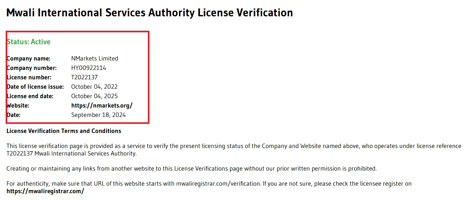 بروکر ان پی بی اف ایکس مجوز MWALI