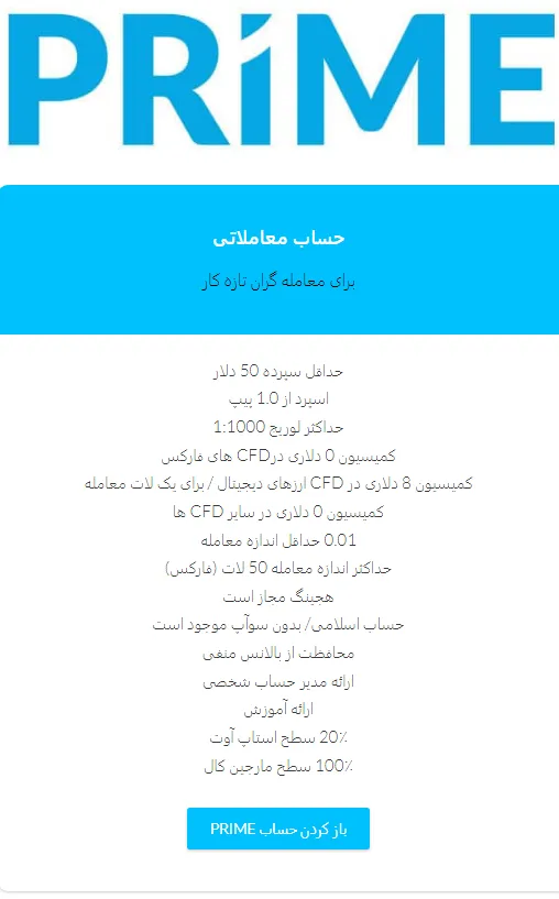 Windsor بروکر و ویژگی های حساب پرایم