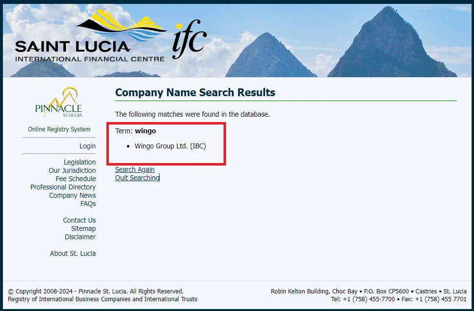 مجوز سنت لوسیا wingomarkets