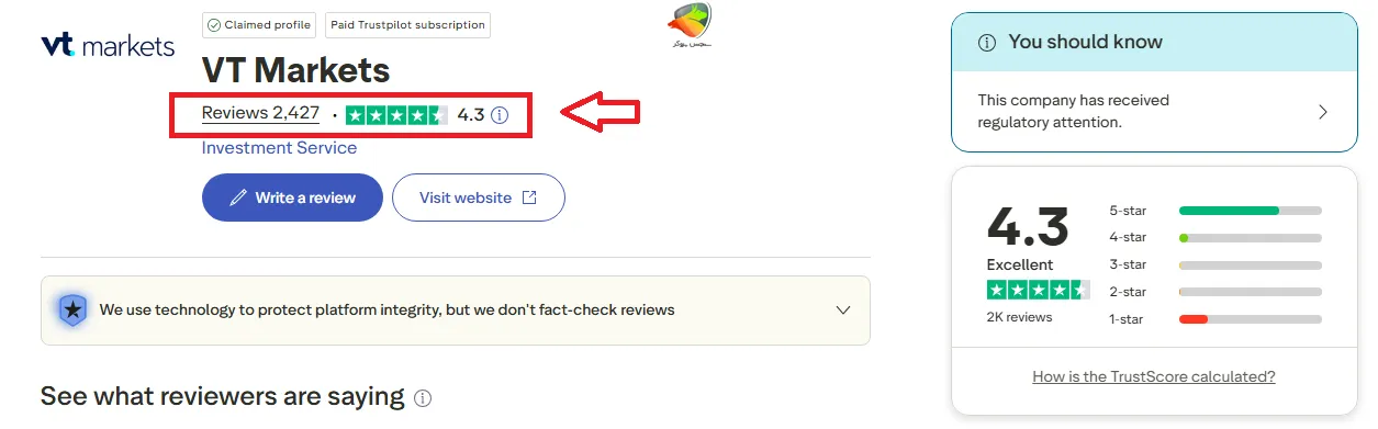بروکر vt markets در سایت تراست