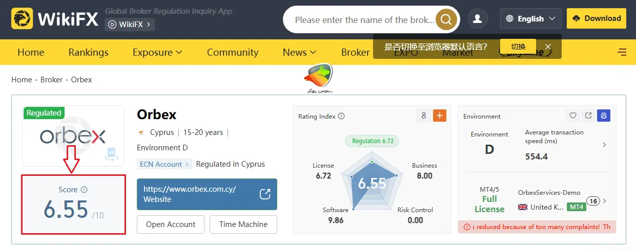 کارگزاری اوربکس و امتیازش در ویکی اف ایکس