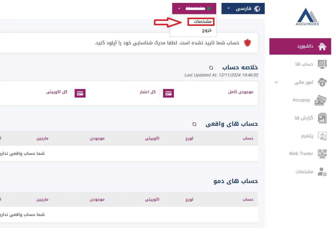احراز هویت در اکیوایندکس