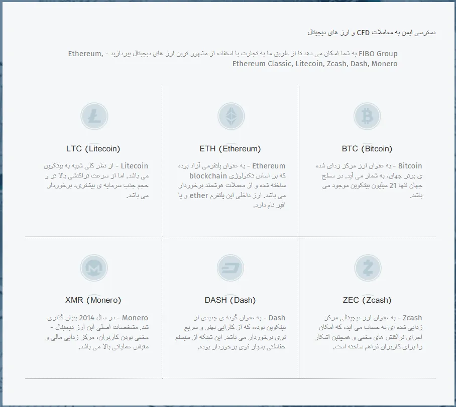 مشخصات بروکر فیبوگروپ در کریپتو