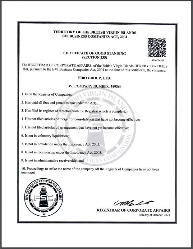 بروکر فیبوگروپ فارسی گواهی حسن نیت