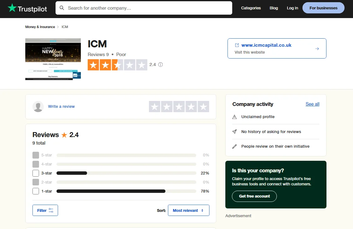 بروکر icm trader در تراست پایلوت