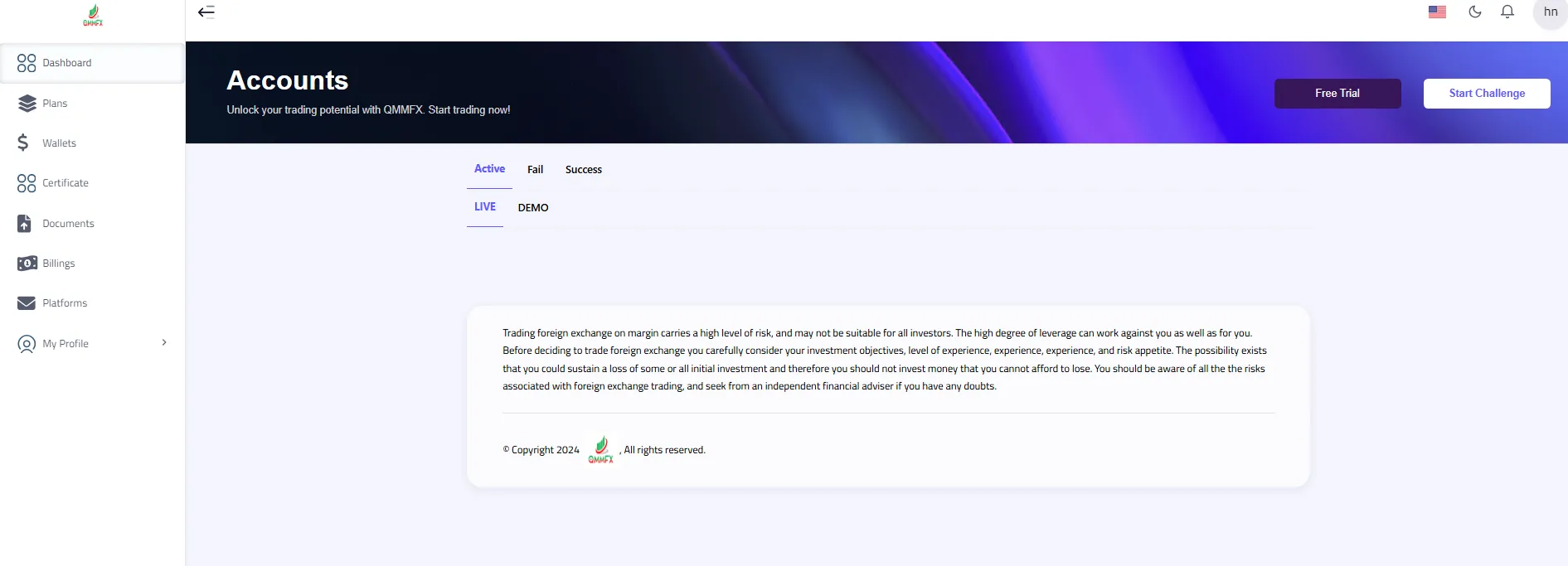 پنل کاربری پراپ qmmfx