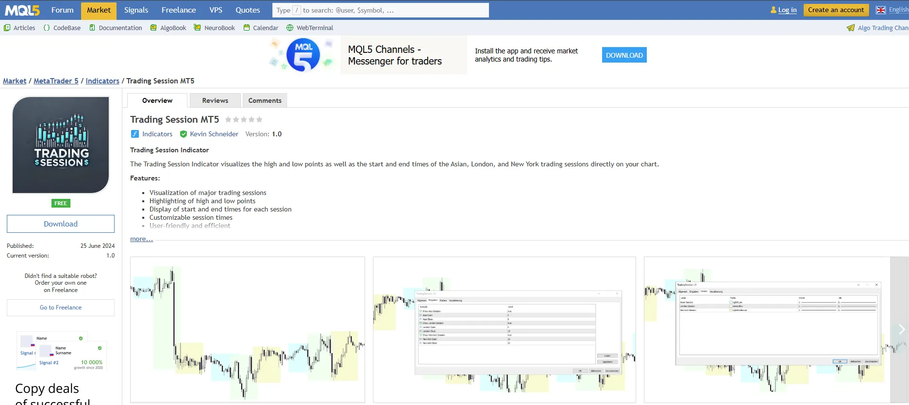اندیکاتور سشن برای متاتریدر 5