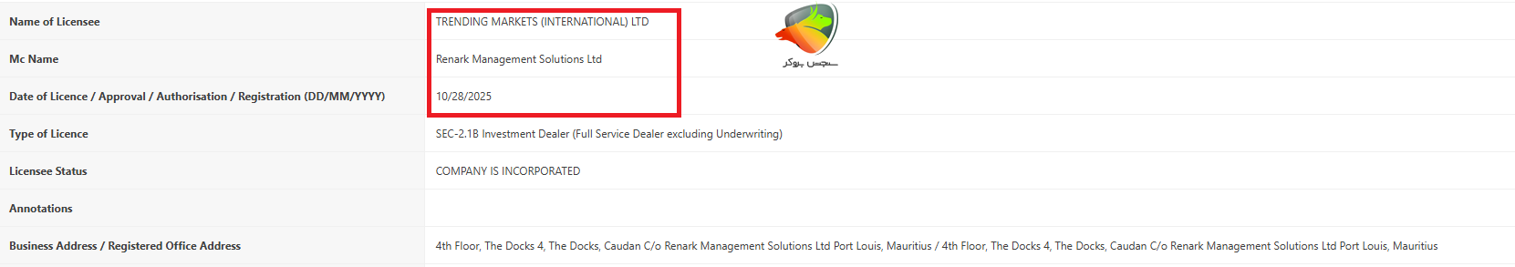 بررسی مجوز موریس بروکر ترندو