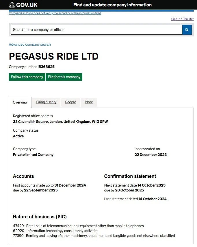 شرکت پگاسوس راید