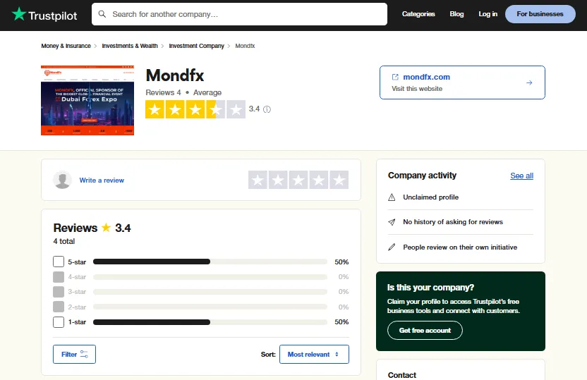 MondFx Broker در سایت تراست پایلوت