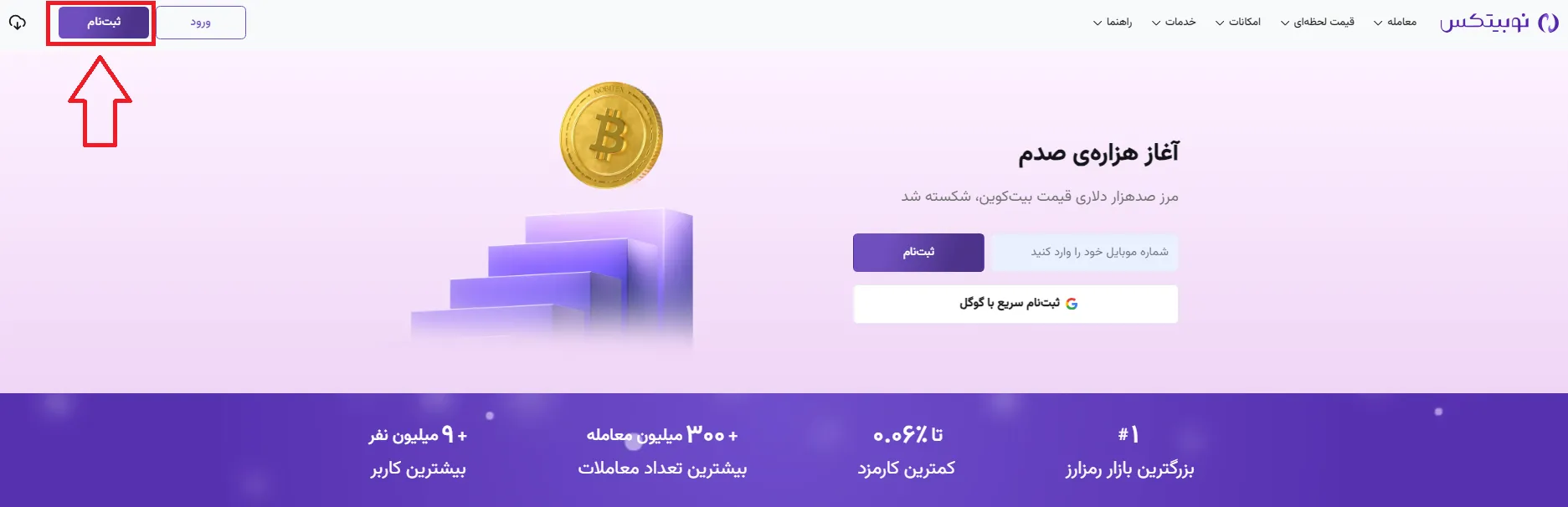 نحوه ثبت نام در نوبیتکس