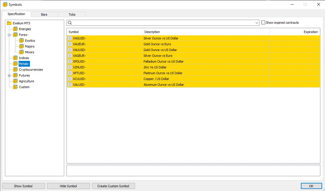 بروکر m4 market و نماد فلز