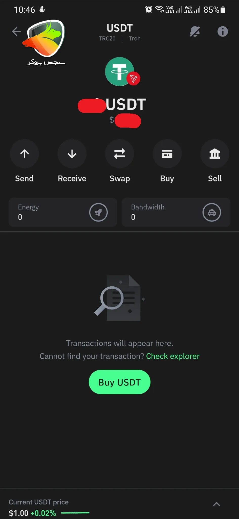 نحوه استیک تتر در تراست ولت