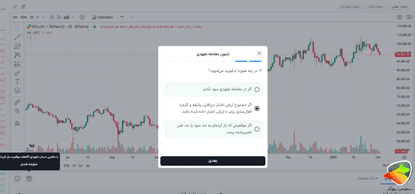 آزمون معامله تعهدی در والکس