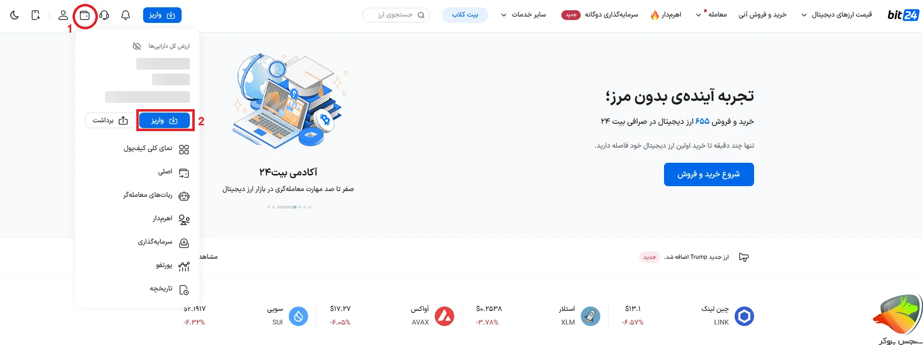 واریز کارت به کارت در صرافی بیت 24