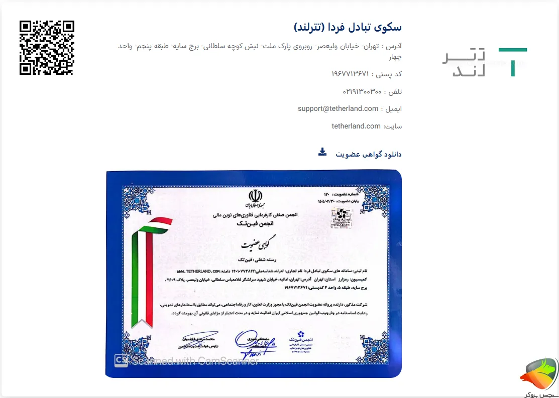 عضویت تترلند صرافی در انجمن فین تک