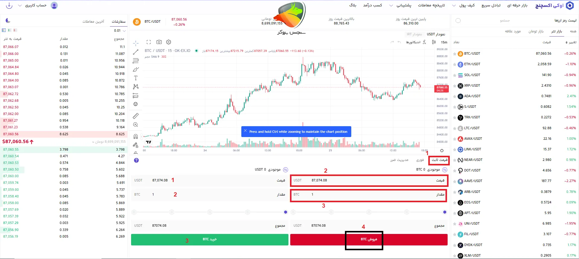 معامله با قیمت ثابت در خرید اوکی اکسچنج