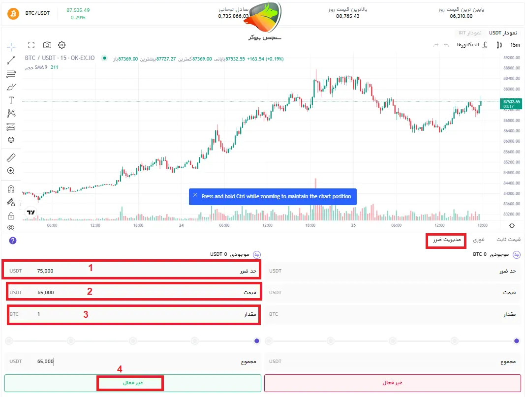 آموزش مدیریت حد ضرر در خرید ارز از اوکی اکسچنج