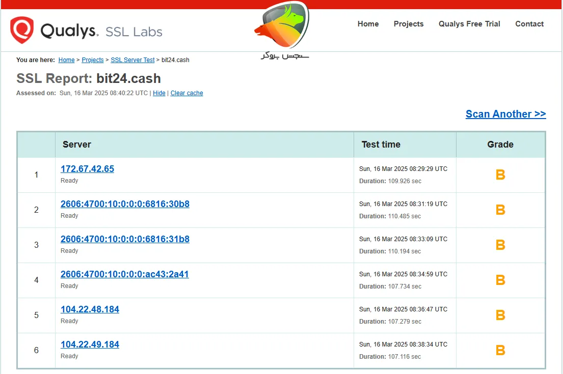 بررسی امنیت سایت صرافی بیت ۲۴ در پلتفرم Qualys
