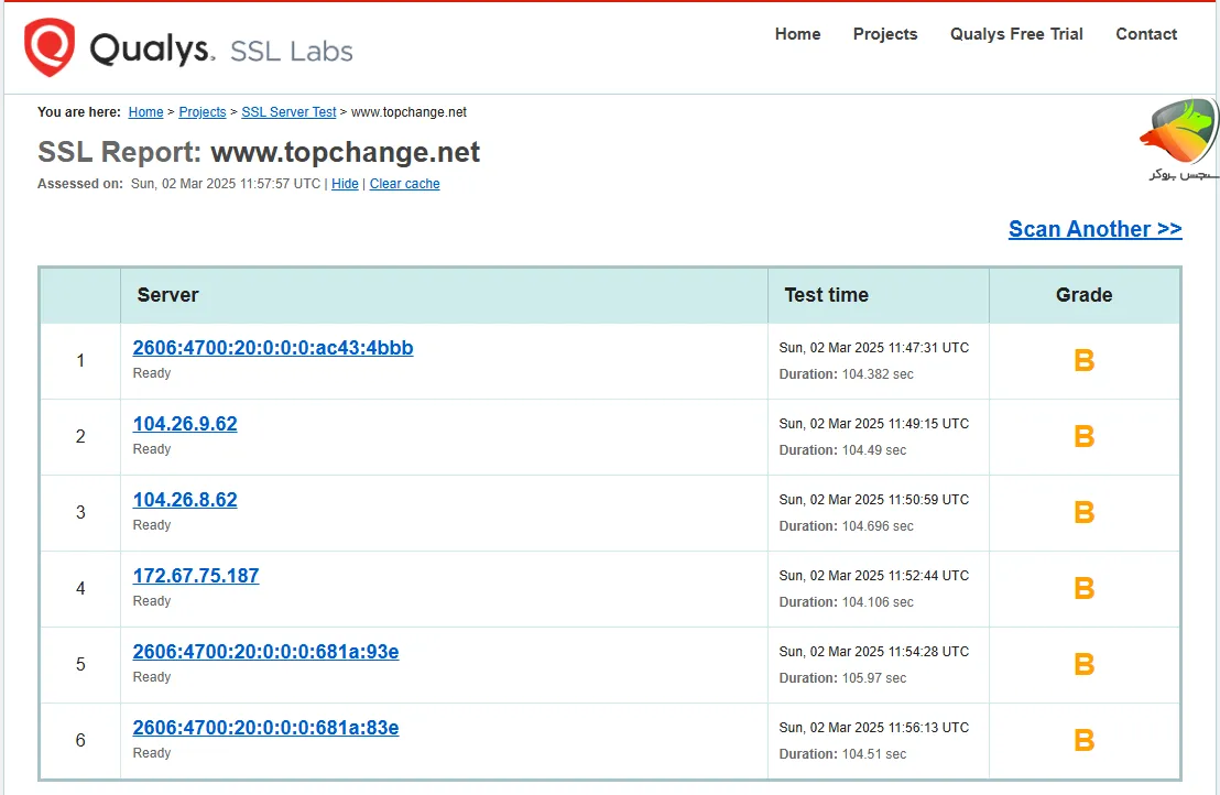امنیت صرافی تاپ چنج دات نت در پلتفرم Qualys