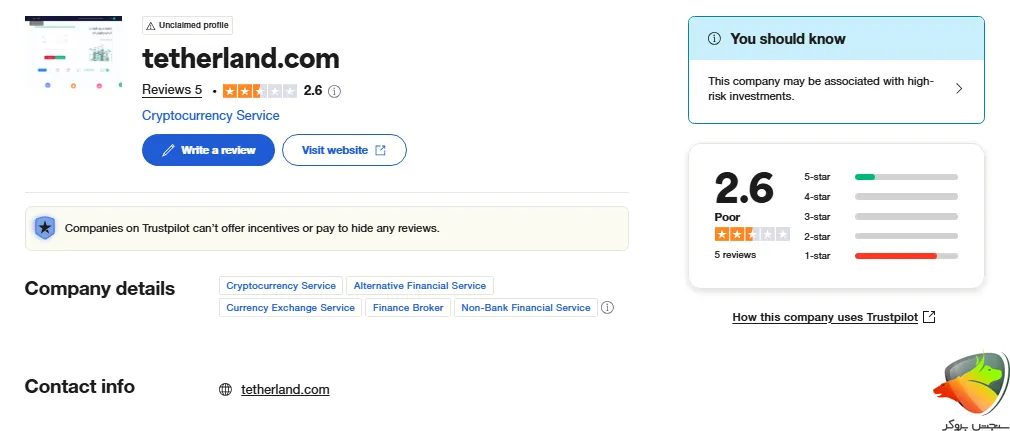 اعتبار صرافی تترلند و نظراتش در تراست پایلوت