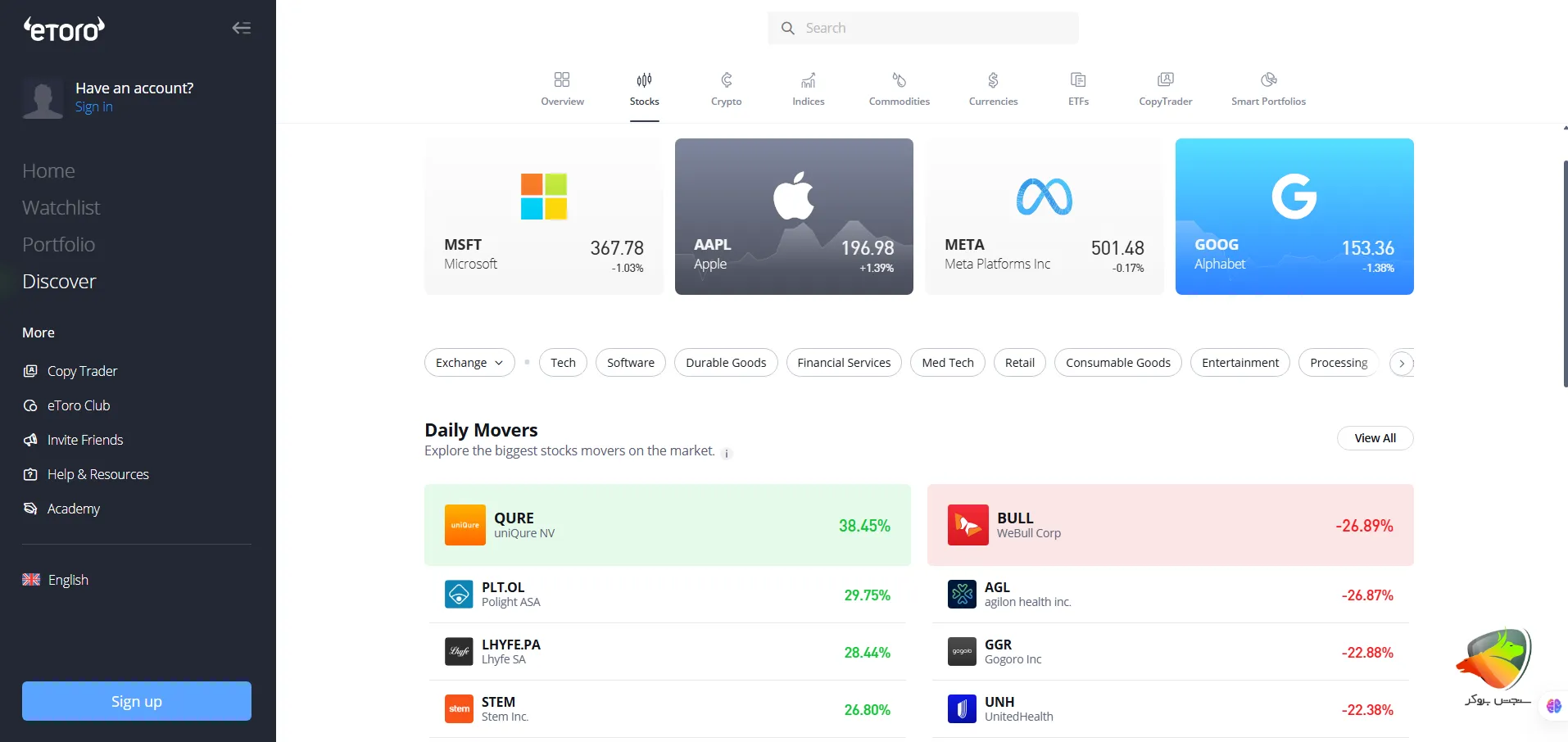 eToro به عنوان جایگزین متاتریدر