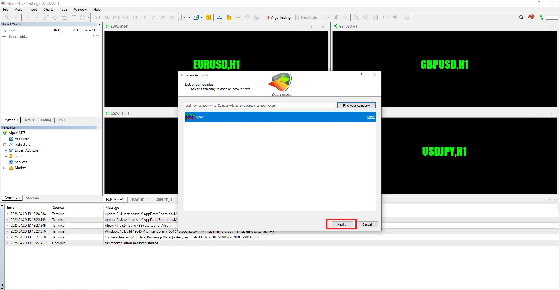 آموزش اتصال آلپاری به متاتریدر 5