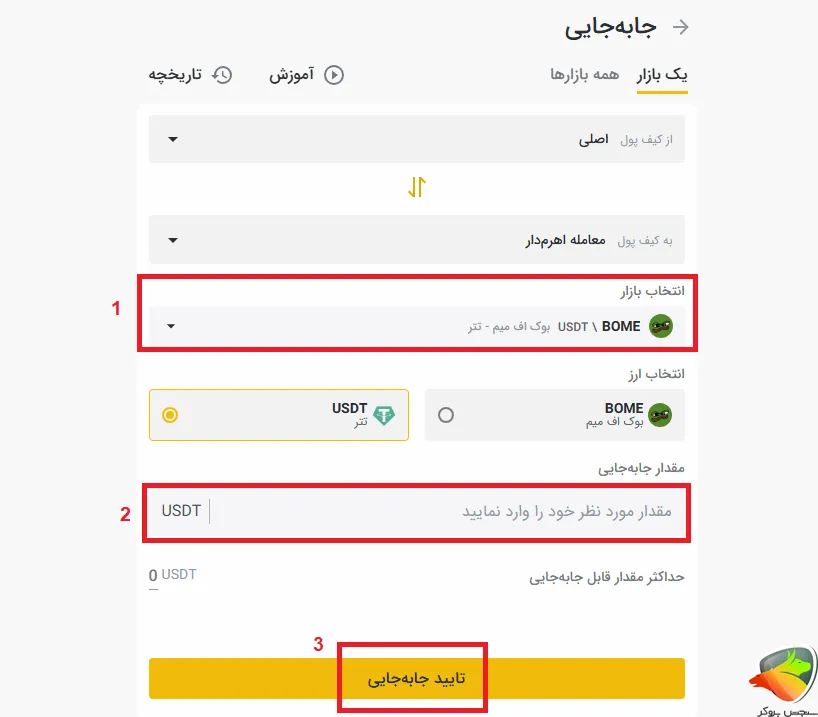 نحوه انتقال ارز در معامله اهرم دار تبدیل