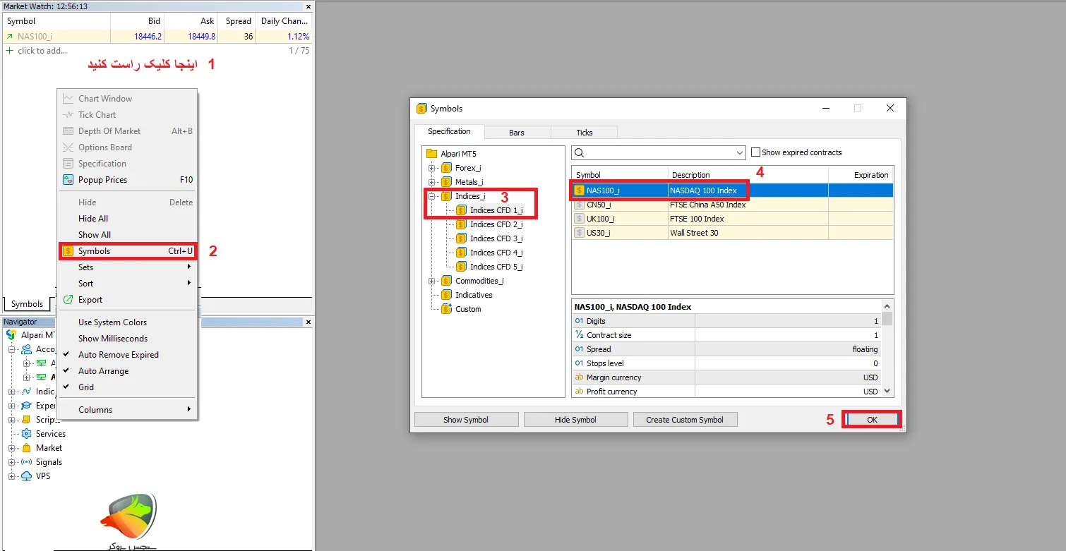 روش اضافه کردن نماد نزدک در الپاری