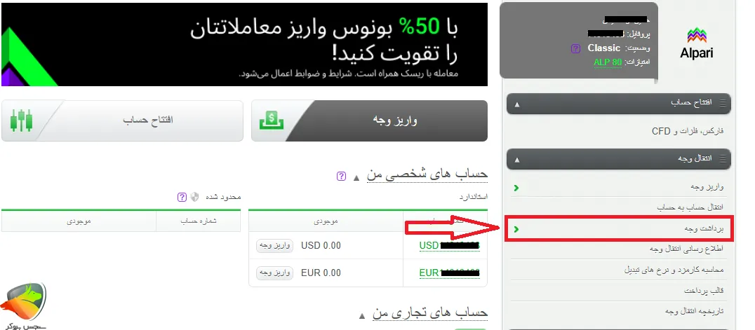 برداشت وجه از آلپاری