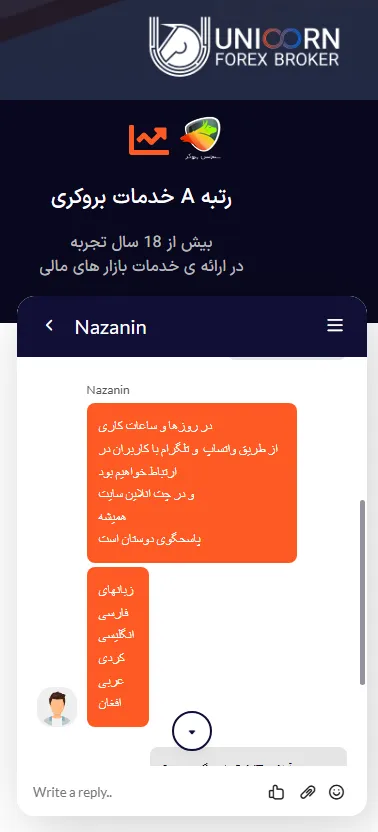 ساعت کاری پشتیبانی بروکر یونیکورن