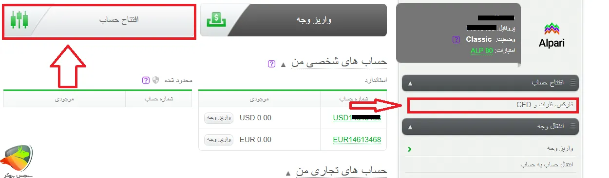 آموزش افتتاح حساب پرو ecn آلپاری 