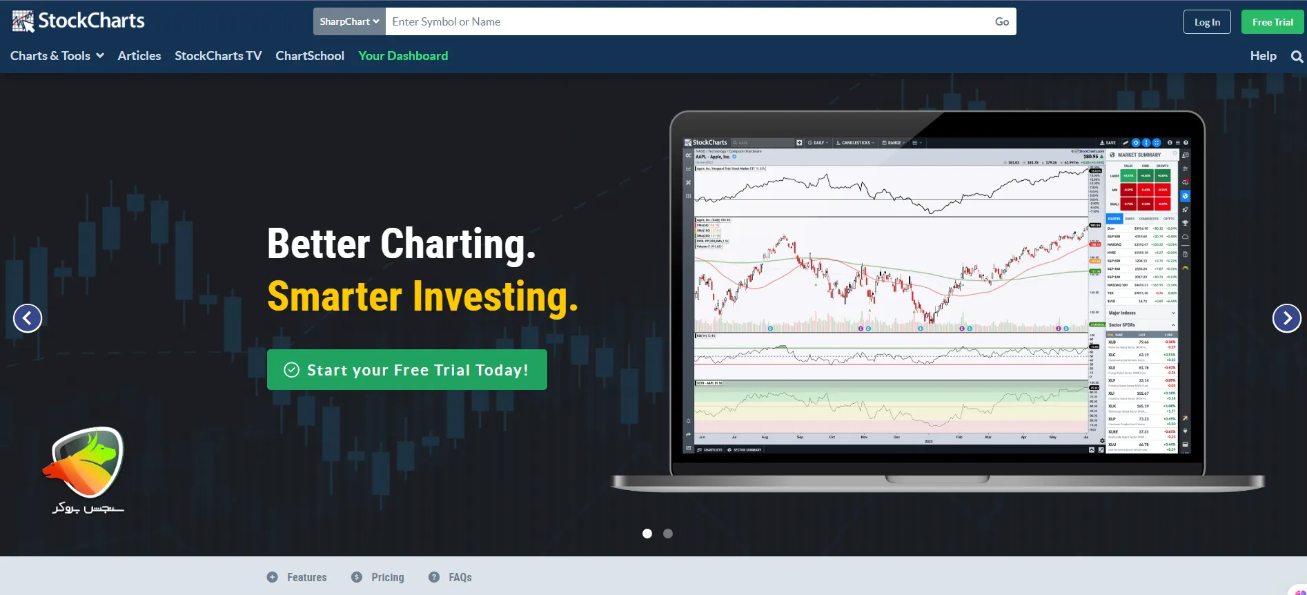 StockCharts از جمله سایتهای جایگزین تریدینگ ویو