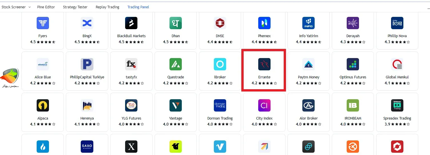 انتخاب بروکر ارانته در تریدینگ ویو برای اتصال