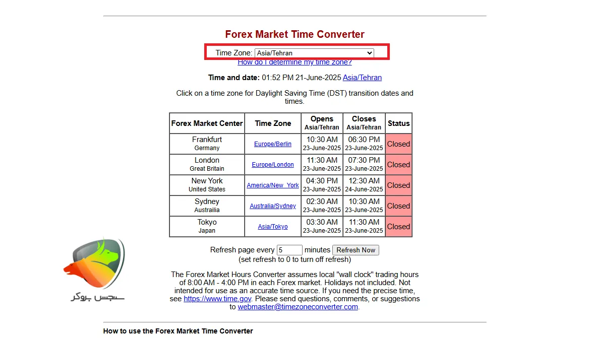استفاده از Time Converter برای تنظیم ساعت بروکر آمارکتس در متاتریدر