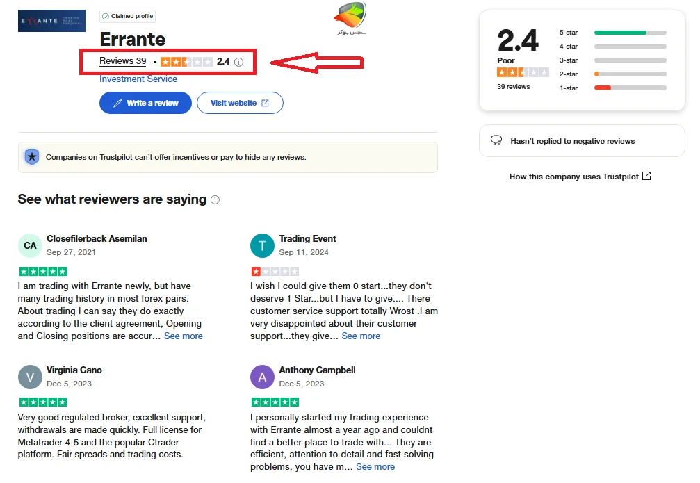 صحت کلاهبرداری بروکر ارانته و نظر کاربران در تراست پایلوت