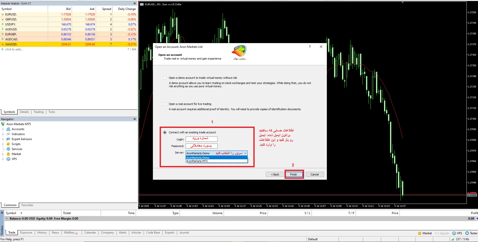 متاتریدر آرون گروپس و وصل کردن به آن