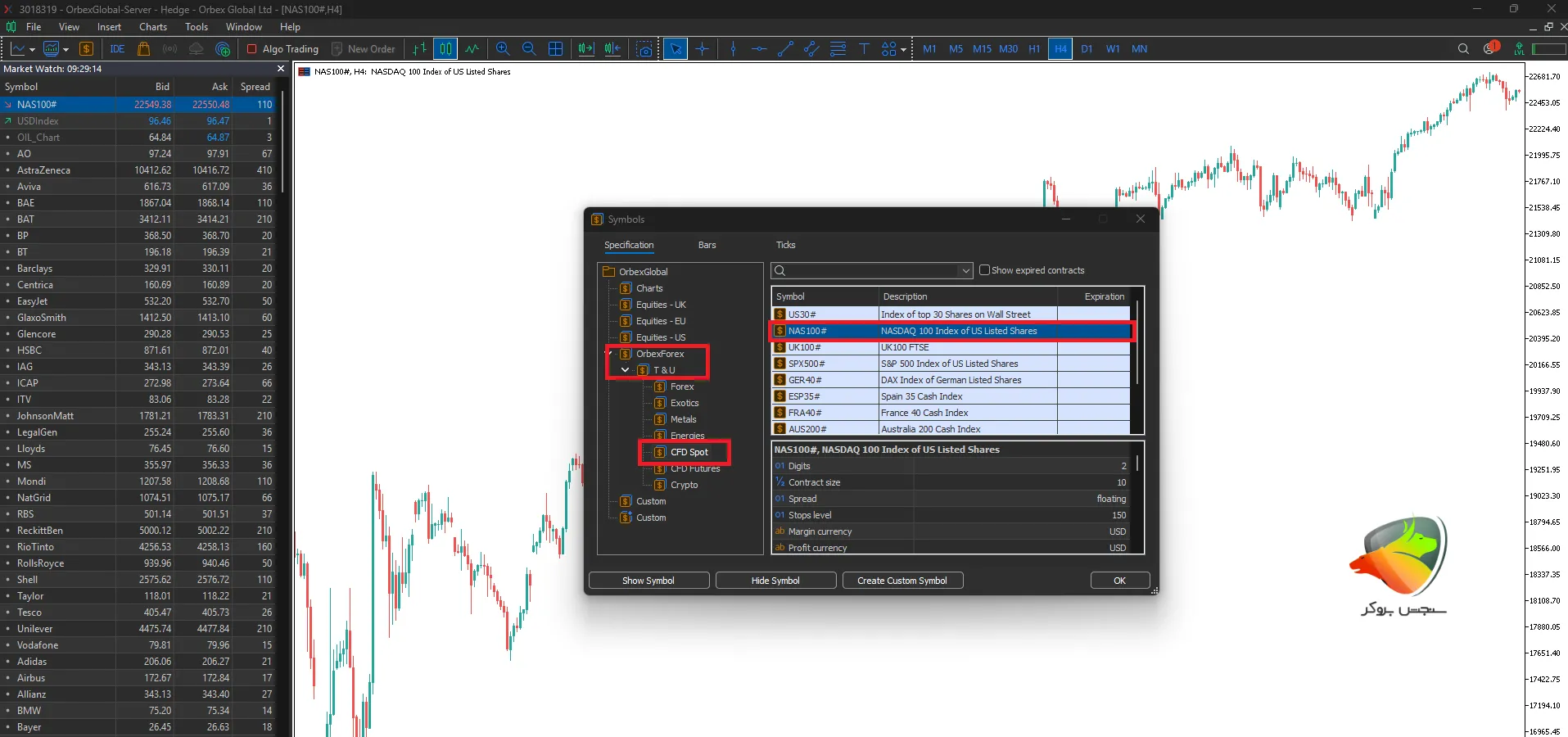 رفع عدم نمایش نماد نزدک در بروکر اوربکس در متاتریدر