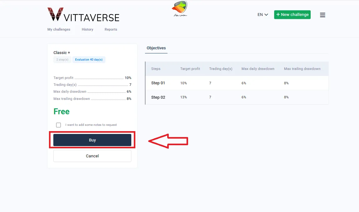 مراحل خرید چالش بروکر ویتاورس