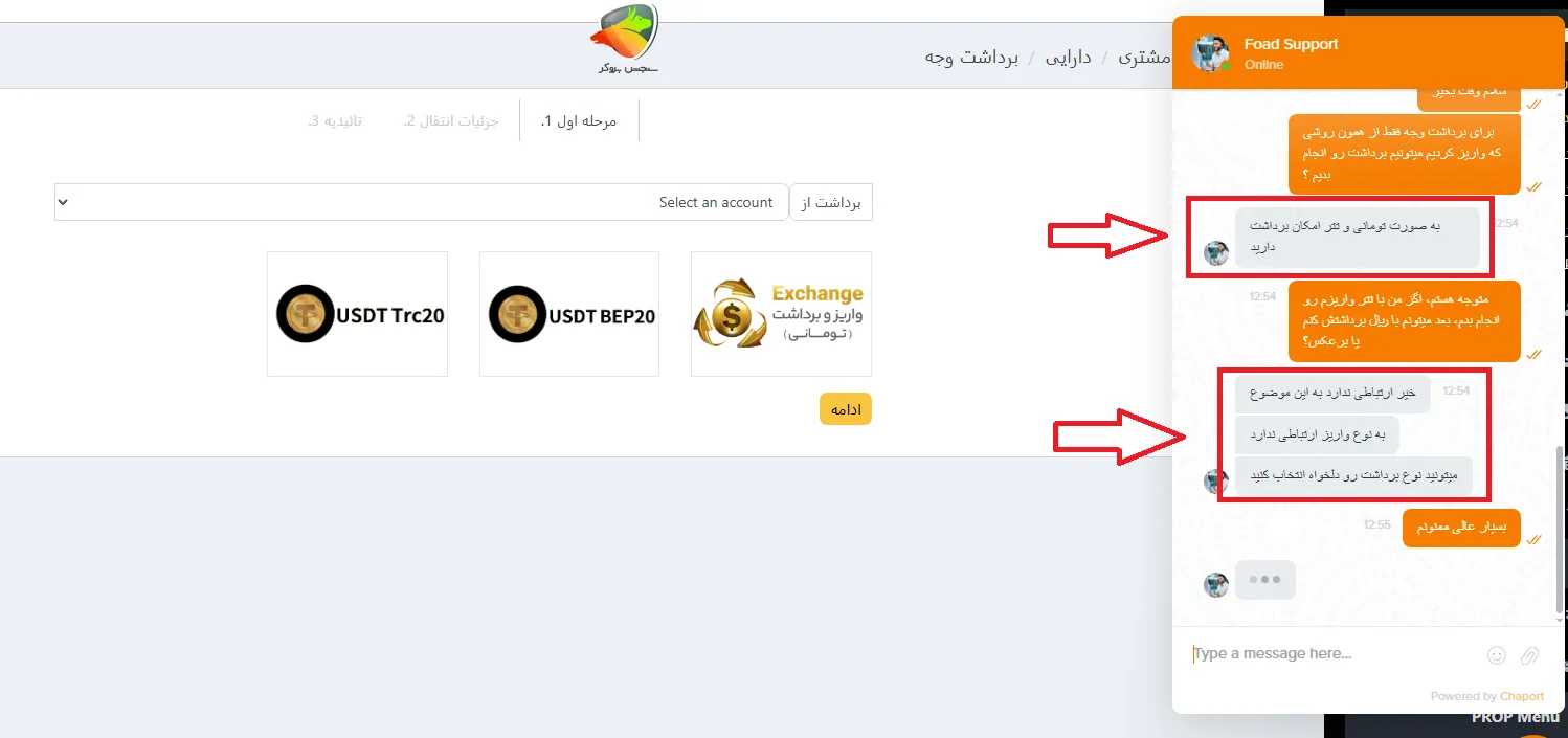 برداشت از آرون گروپس و چت با پشتیبانی در این خصوص