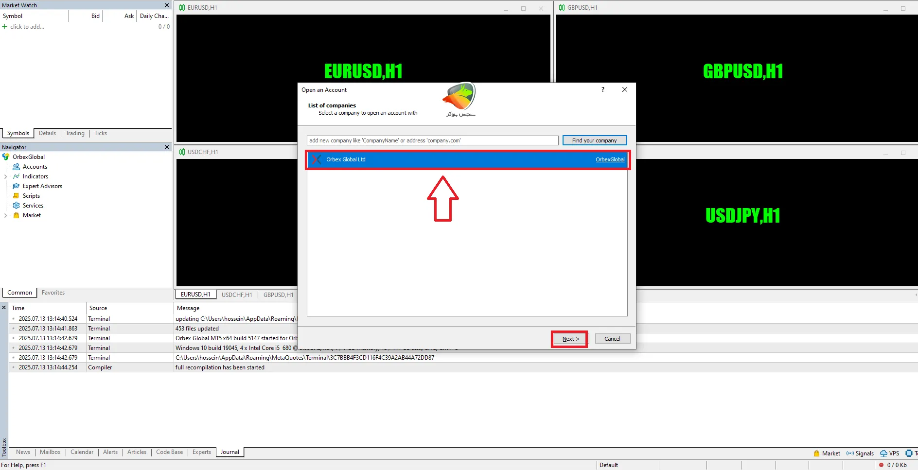 آموزش اتصال اوربکس به متاتریدر برای بار اول