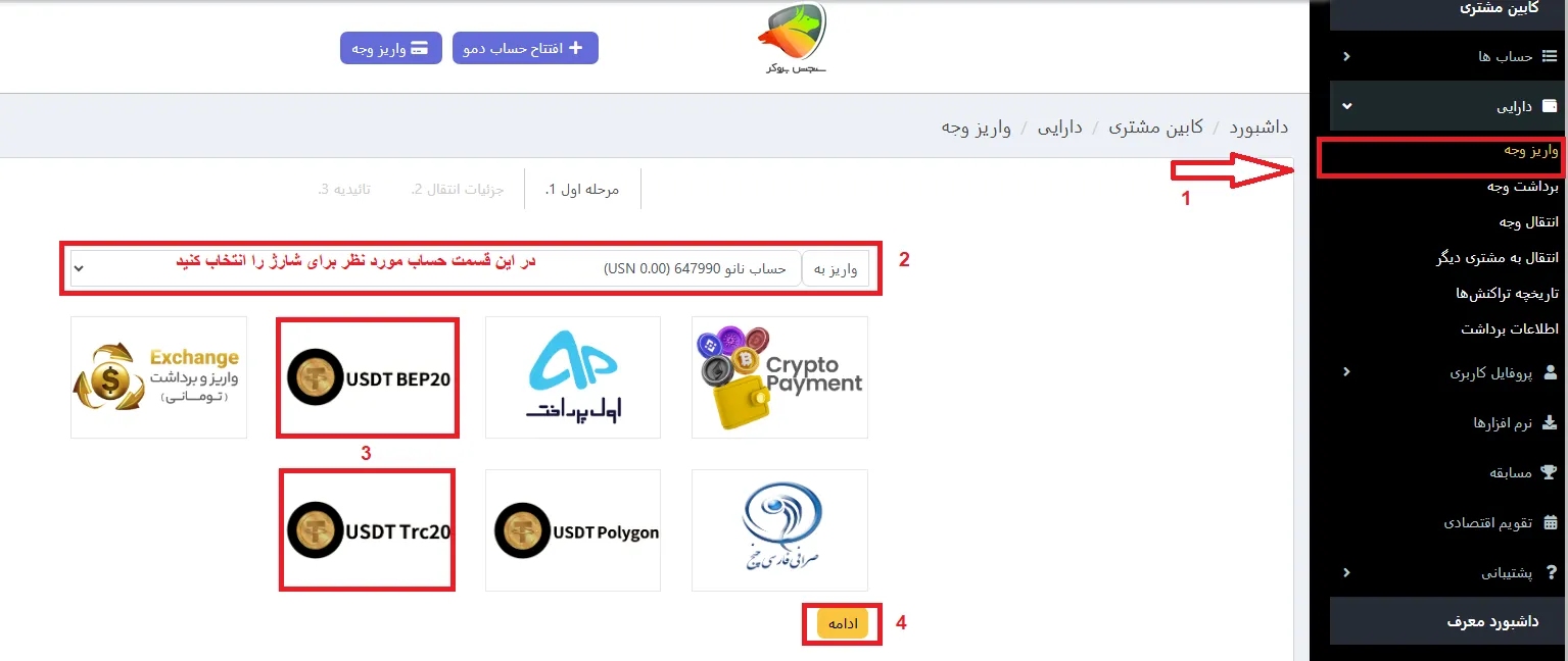 آموزش واریز و برداشت آرون گروپس
