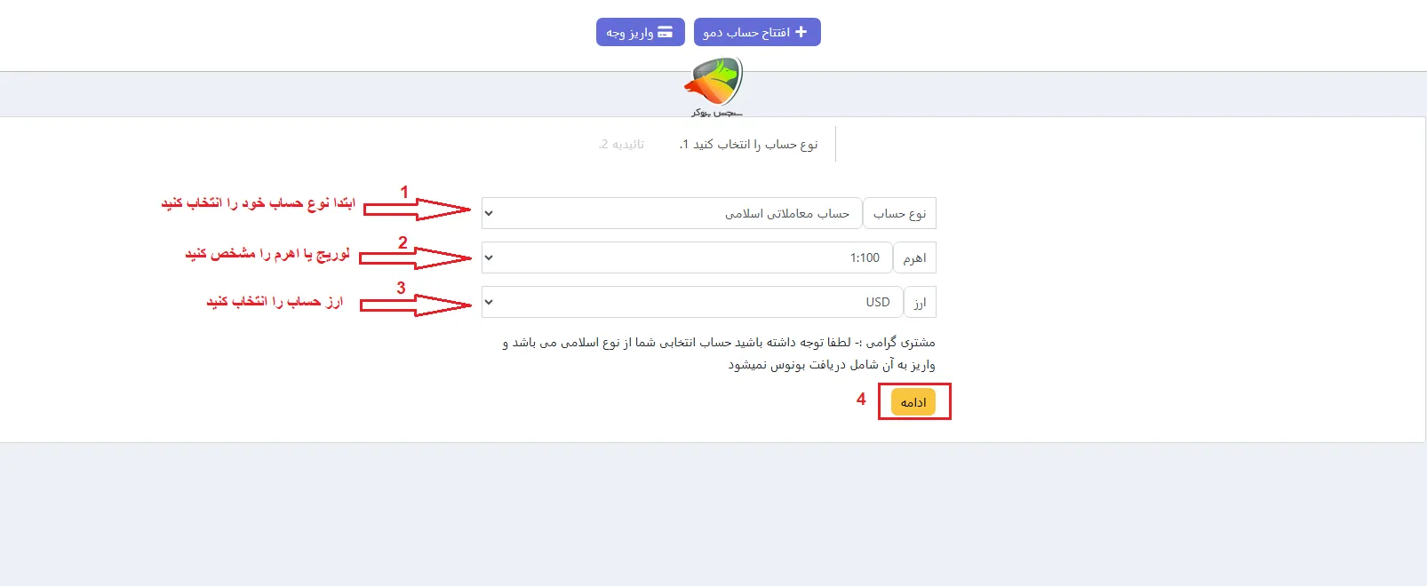 افتتاح حساب در آرون گروپس مرحله 4
